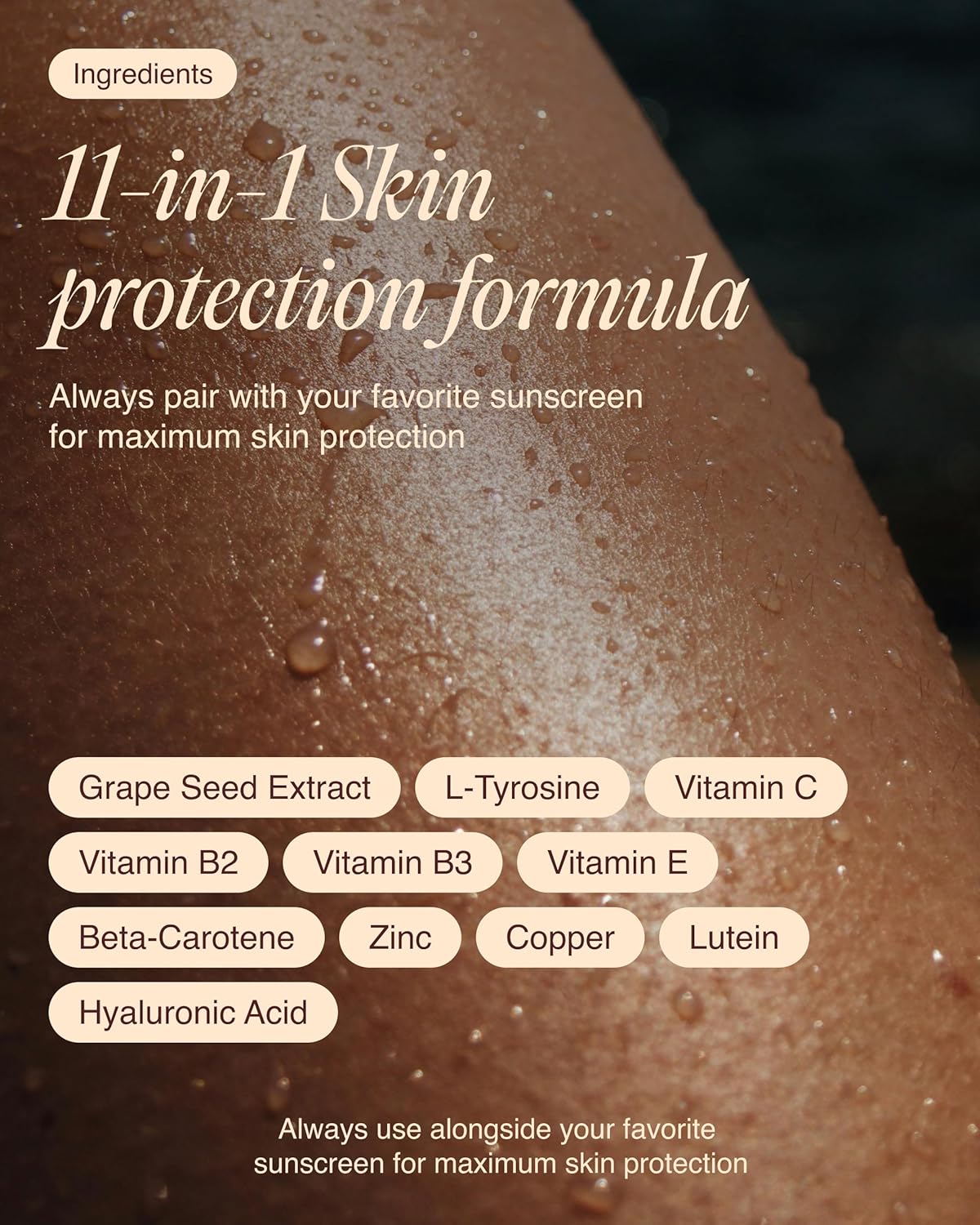 Suplemento bronceado Golden Skin para mujeres y hombres | Potentes píldoras bronceadoras con betacaroteno, luteína y L-tirosina para la salud de la piel | Suplemento antioxidante natural y vitaminas