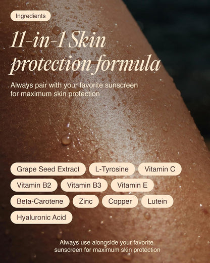 Suplemento bronceado Golden Skin para mujeres y hombres | Potentes píldoras bronceadoras con betacaroteno, luteína y L-tirosina para la salud de la piel | Suplemento antioxidante natural y vitaminas