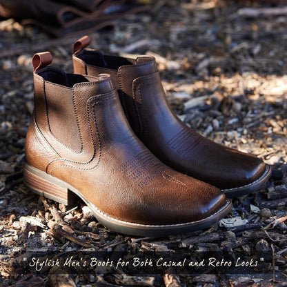 Botas vaqueras Chelsea para hombre | Punta cuadrada | Botas vaqueras al tobillo para hombre