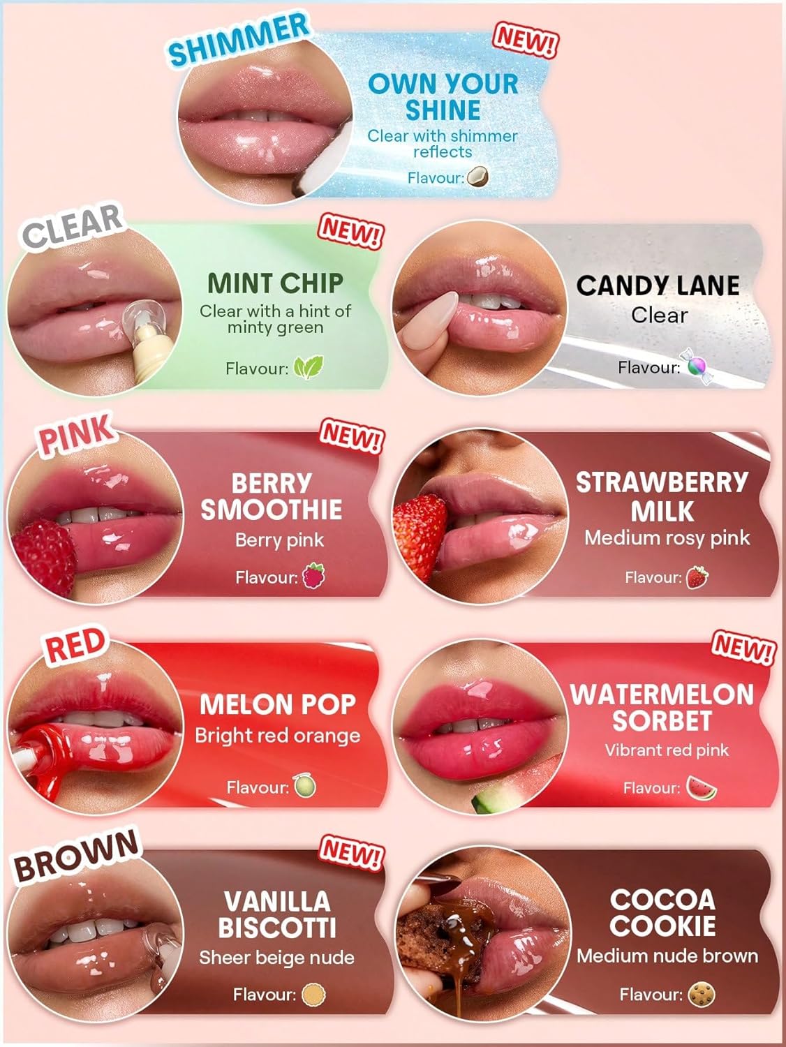 Brillo de labios hidratante | Larga duración | Impermeable | Para rellenar labios | Color Berry Smoothie