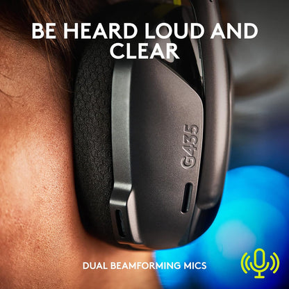 Logitech G435 LIGHTSPEED & Bluetooth – Audífonos gamer inalámbricos (Negro)