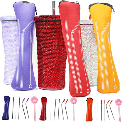 Vaso térmico con diamantes de imitación con tapa | 500 ml | Aislado de acero inoxidable con diamantes de imitación de primera calidad | Color: Plata