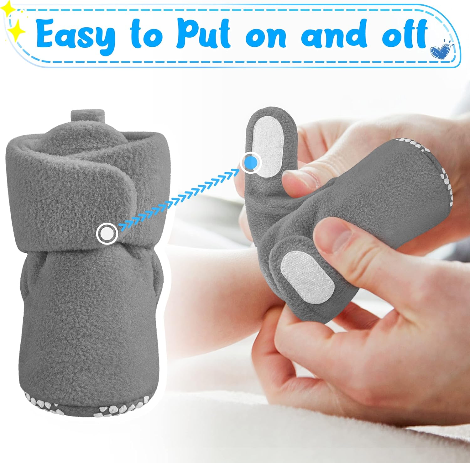 Botines de forro polar para bebé, pantuflas cálidas, fáciles de poner, regalos unisex para bebés, botas suaves antideslizantes ajustables para recién nacidos para niños y niñas