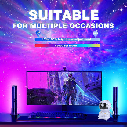 Proyector de estrellas de astronauta | 8 modos | Con control remoto | Luces LED ajustables de 270° | Con temporizador