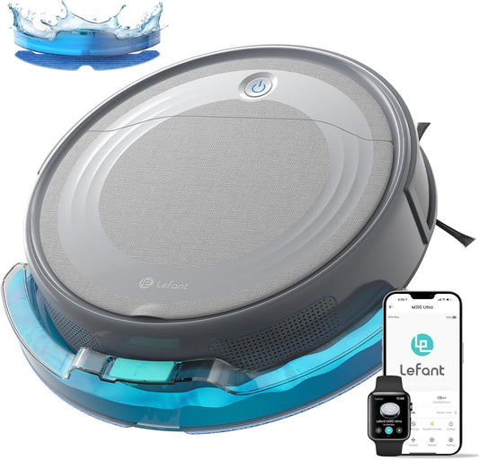 Lefant M310 Ultra Robot Aspiradora y Mopa | 6000Pa Succión, ToF LiDAR, 170 Min Autonomía, Control App/Alexa, Detección de Alfombras y Evitación Precisa de Obstáculos – Slim 3” Diseño Ideal Mascotas y Hogar