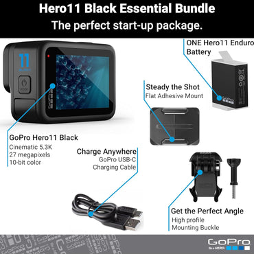 GoPro HERO11 Black – Cámara de acción 5.3K con sensor de 1/1.9", 27MP, HyperSmooth 5.0, transmisiones en vivo y resistencia al agua