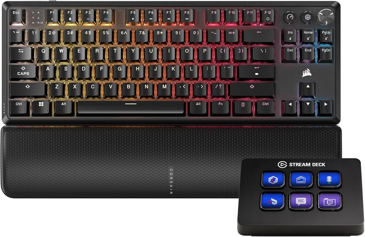 Corsair K70 CORE TKL Wireless + Elgato Stream Deck Mini – Bundle Profesional para Gaming