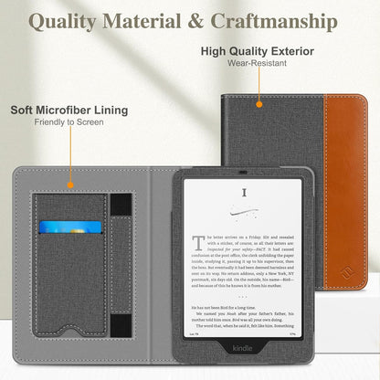 Fintie Case for 7"/6.8" Kindle Paperwhite(12Th/11Th Generation-2024/2021) and Kindle Colorsoft Signature Edition -Slim Foldable Stand Cover Auto Wake/Sleep for Paperwhite 2024, Denim Gray