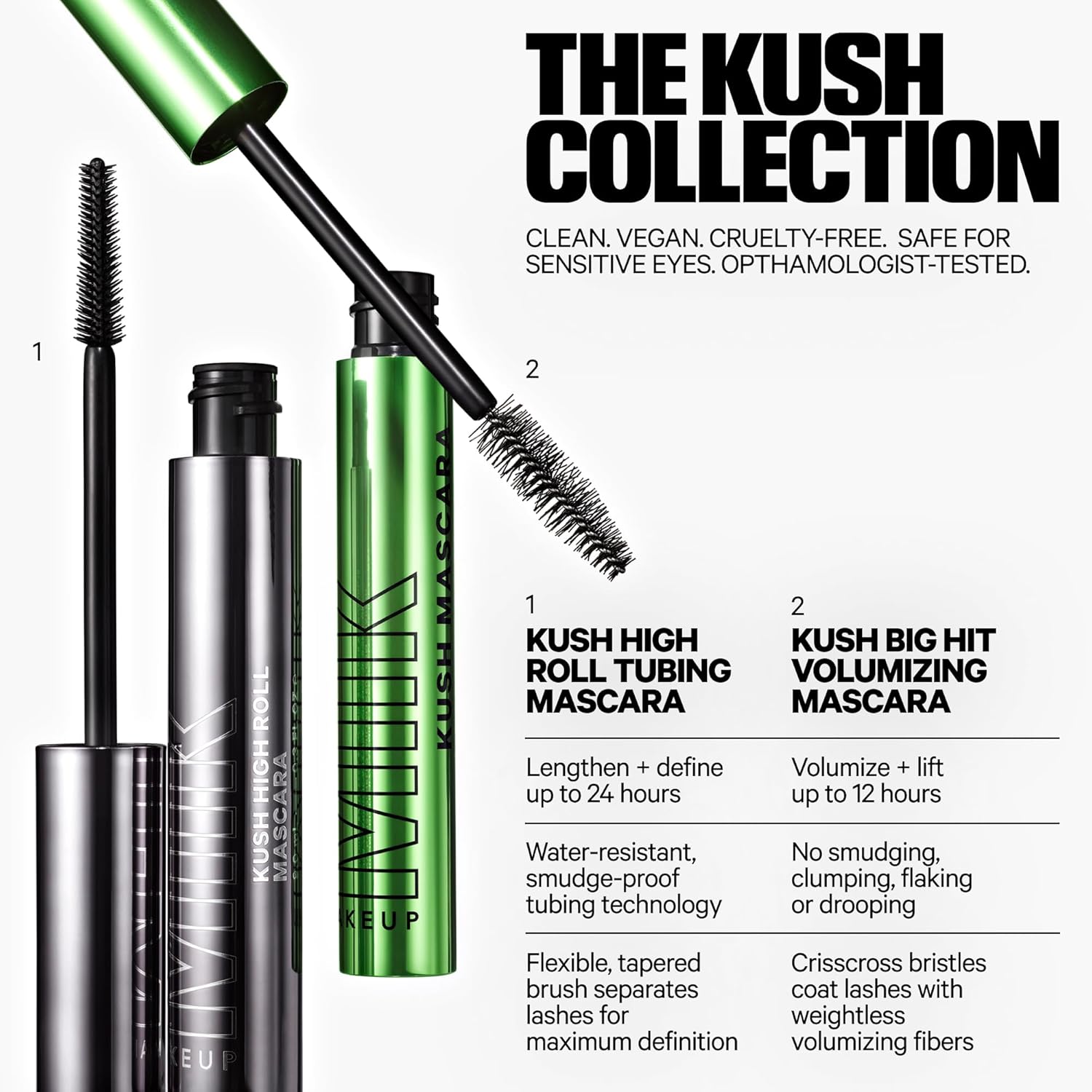 Milk Makeup KUSH Big Hit Volumizing Mascara | Máscara de Pestañas Voluminizadora Máxima | Sin Grumos, Resistente al Desprendimiento – Vegana y Cruelty-Free