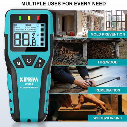 Medidor de Humedad sin Agujas WM01, Tester Digital para Madera, Paredes, Concreto y Pisos – Detección Precisa y No Destructiva