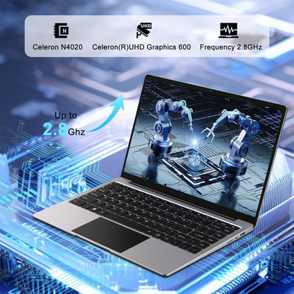 2025 14 Inch Laptop Computer Win 11 8GB+256GB SSD up to 1TB SSD Expand Laptops N4020 up to 2.8Ghz DDR4 1080P FHD Dual Wifi BT4.2 with Webcam Screen Projection Function for Business Student-Silver