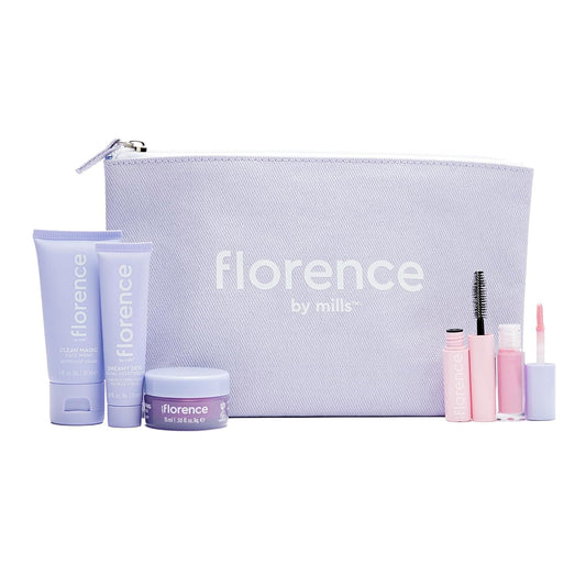 Florence by Mills Ava’s Mini & Mighty Essentials Kit | Set de Skincare y Maquillaje en Mini Tamaños con Neceser – Edición de Viaje, Vegano & Cruelty-Free