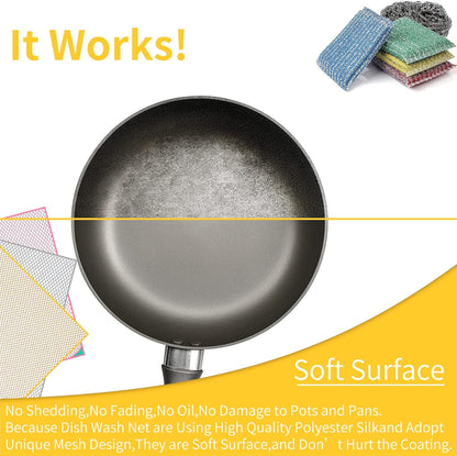 6 redes para lavar platos | Paño de malla innovador | Antirayas para lavar platos | Secado rápido | Colores: amarillo/rosa/gris