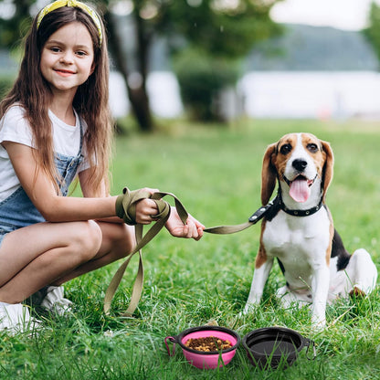 Bowls Plegables para Perros y Gatos (2 Pack) | Portátiles con Mosquetón para Agua y Comida | Viajes, Paseos y Camping