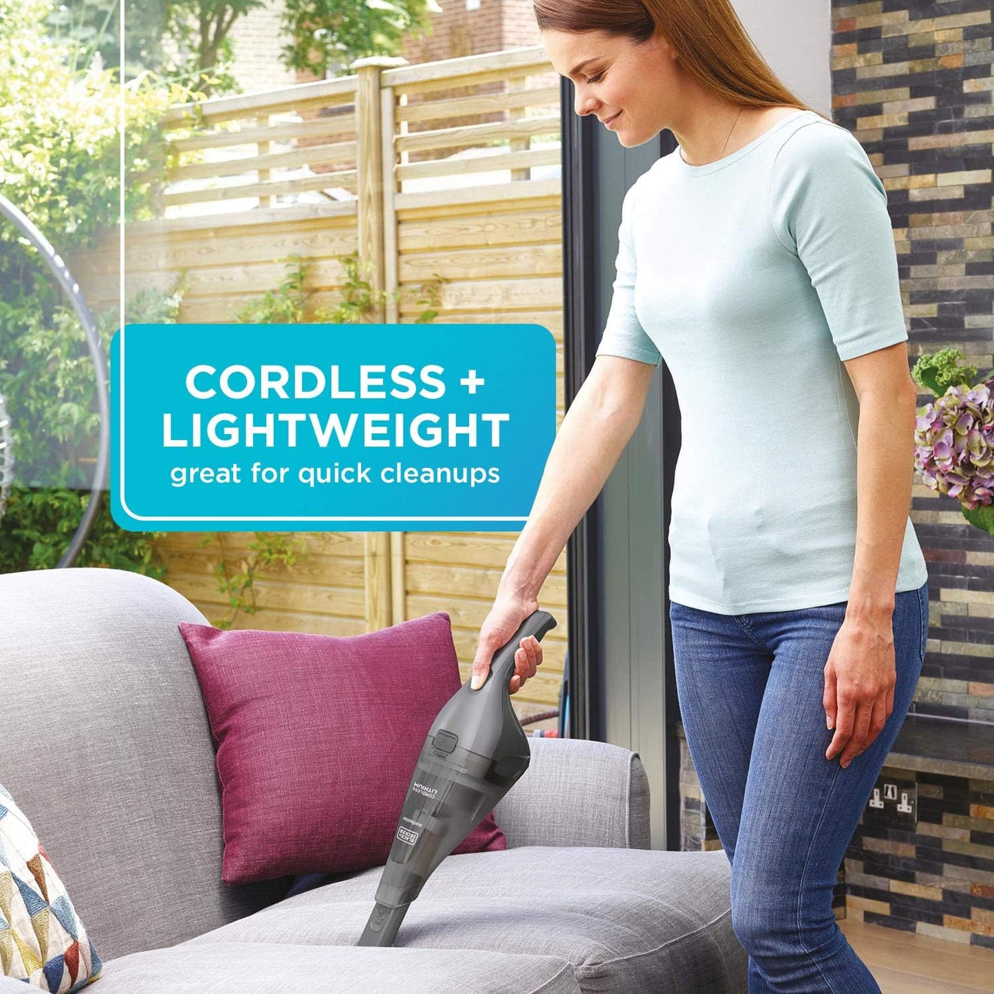 Aspiradora de Mano Inalámbrica Dustbuster 8V, Portátil con Filtro Lavable, Boquilla Angosta y Cepillo para Tapizados – Ideal para Limpieza Rápida (HNVC220BCZ01)