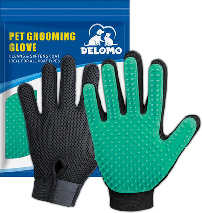 Guantes Removedores de Pelo para Mascotas (Par) | 255 Puntas de Silicona, Masaje y Grooming para Perros, Gatos y Caballos | Azul