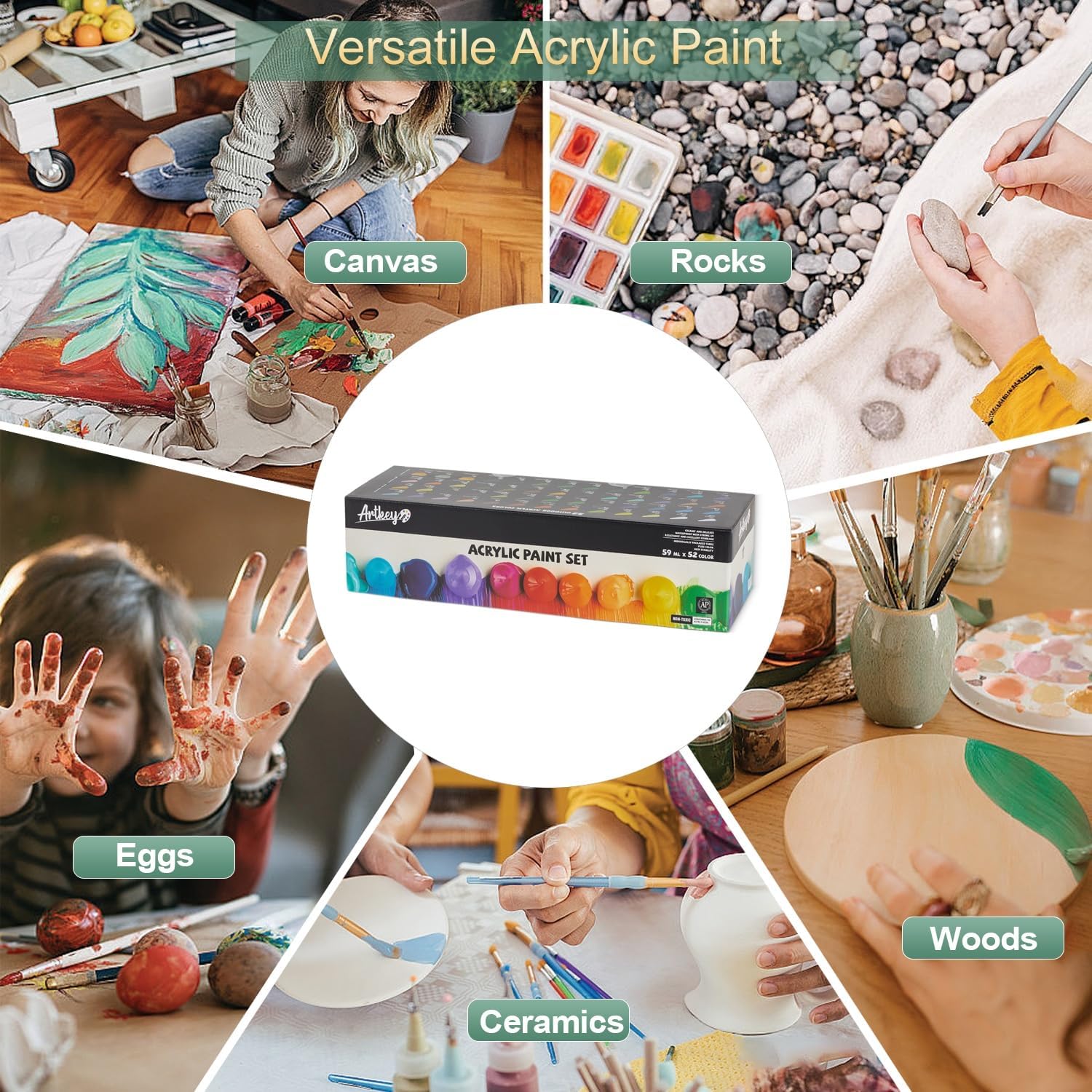 Set de 52 pinturas acrílicas | Colores variados 