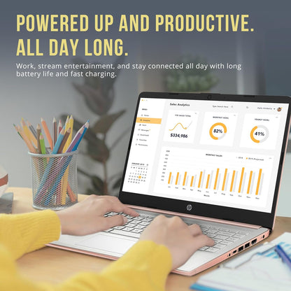 Laptop Rosa BrightView HD de 14 pulgadas | Intel Celeron N4120 | 16 GB de RAM | 416 GB de almacenamiento 