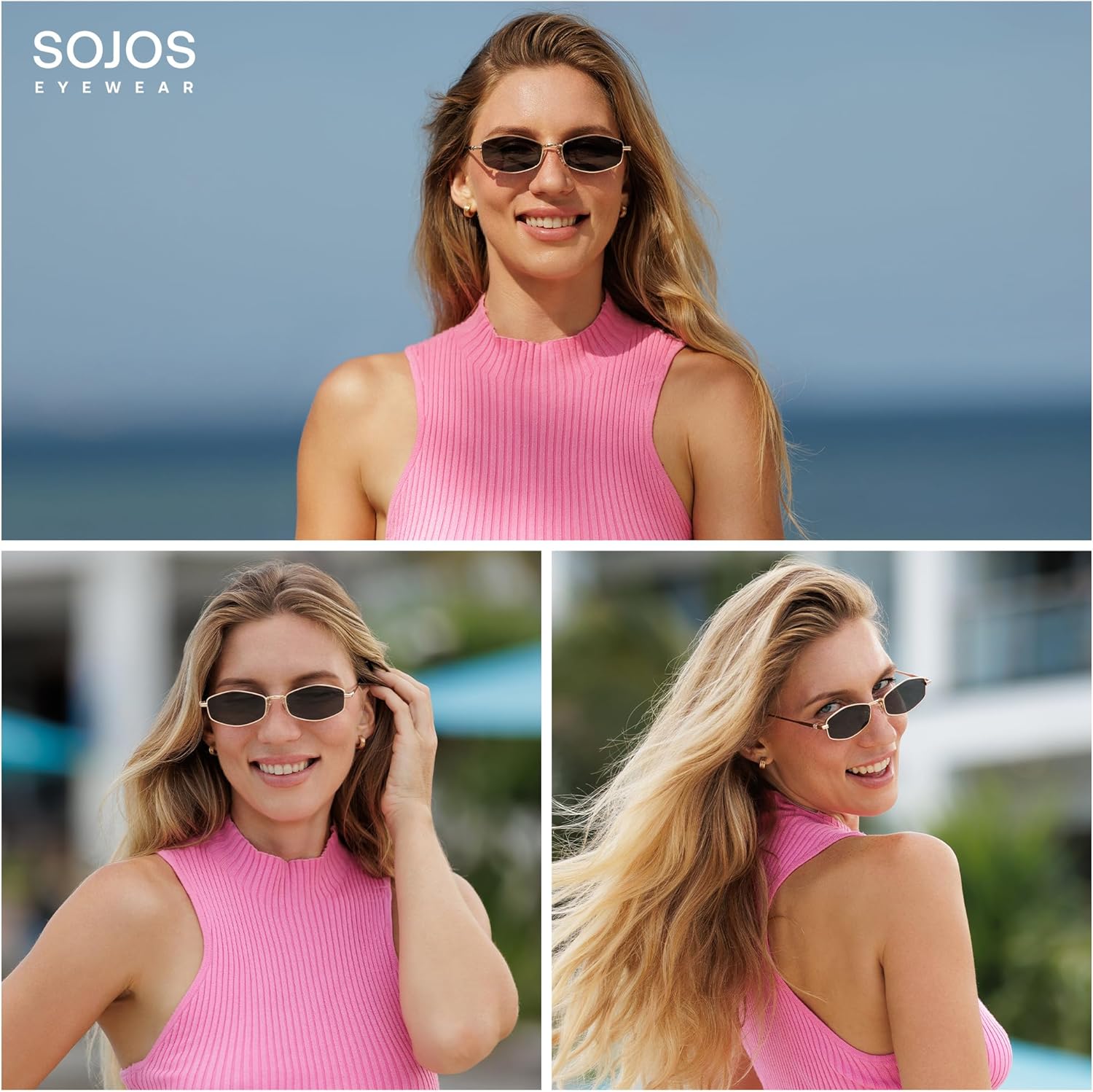 Lentes de Sol Hexagonales Polarizados SOJOS SJ1259, Retro Unisex Estilo Irregular, Protección UV400 para Hombre y Mujer