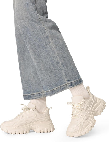 Zapatillas Mujer DREAM PAIRS Chunky | Sneakers Plataforma Bold con Cordones | Moda Casual y Cómoda