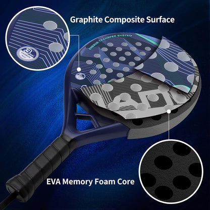 Padel Racket Carbon Fiber Surface with EVA Memory Flex Foam Core Lightweight Padel Racquet