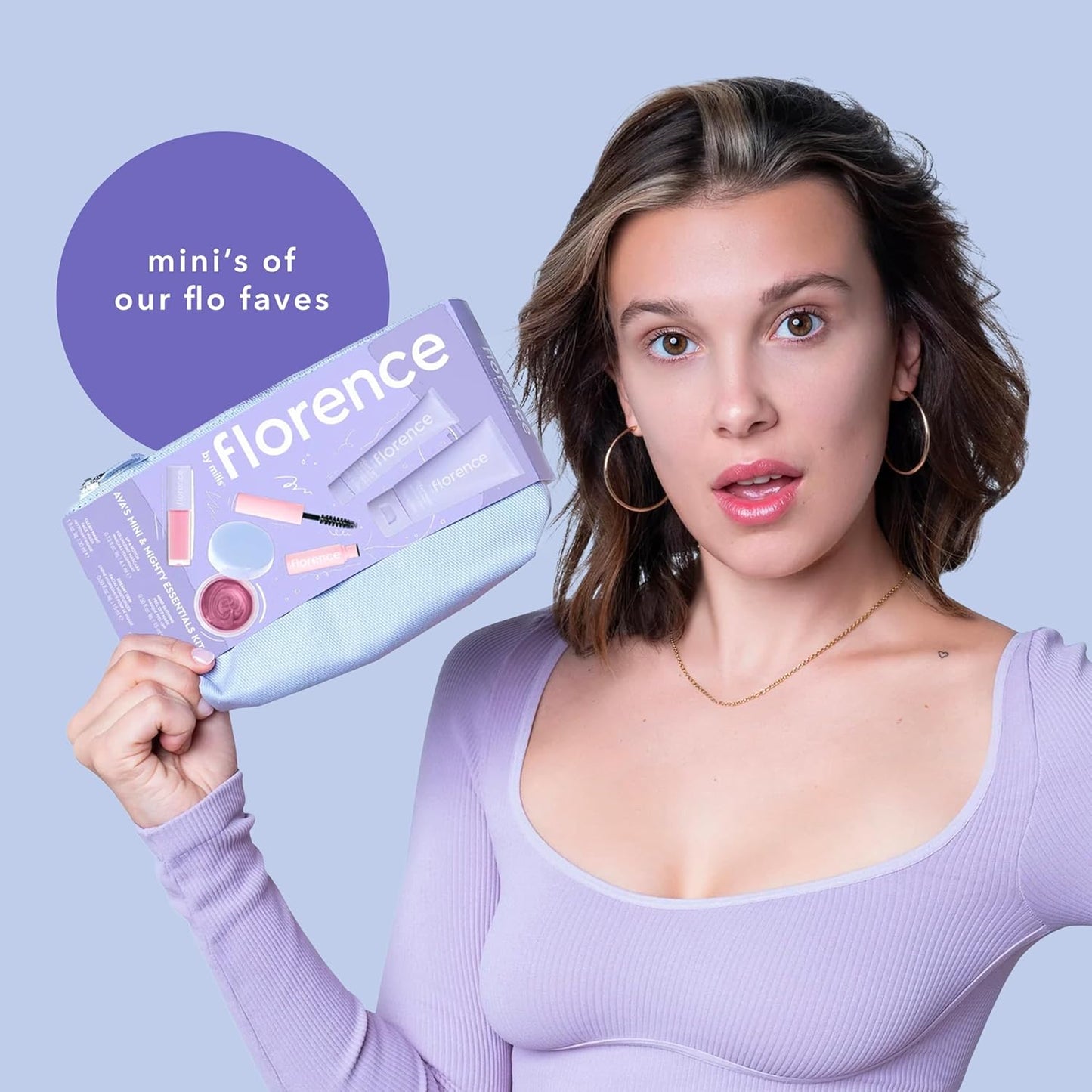Florence by Mills Ava’s Mini & Mighty Essentials Kit | Set de Skincare y Maquillaje en Mini Tamaños con Neceser – Edición de Viaje, Vegano & Cruelty-Free
