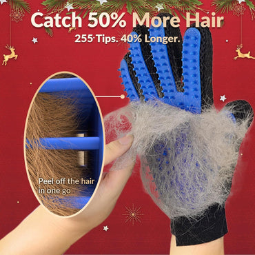 Guantes Removedores de Pelo para Mascotas (Par) | 255 Puntas de Silicona, Masaje y Grooming para Perros, Gatos y Caballos | Azul