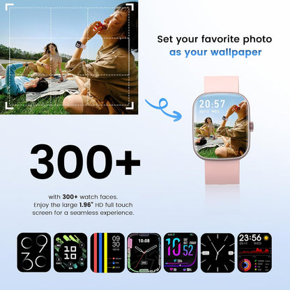 Smartwatch con respuesta de llamada | Reloj inteligente 1.96 pulgadas unisex | Actividad física con monitor de frecuencia cardíaca y sueño | Reloj deportivo | Impermeable | Color: Rosa
