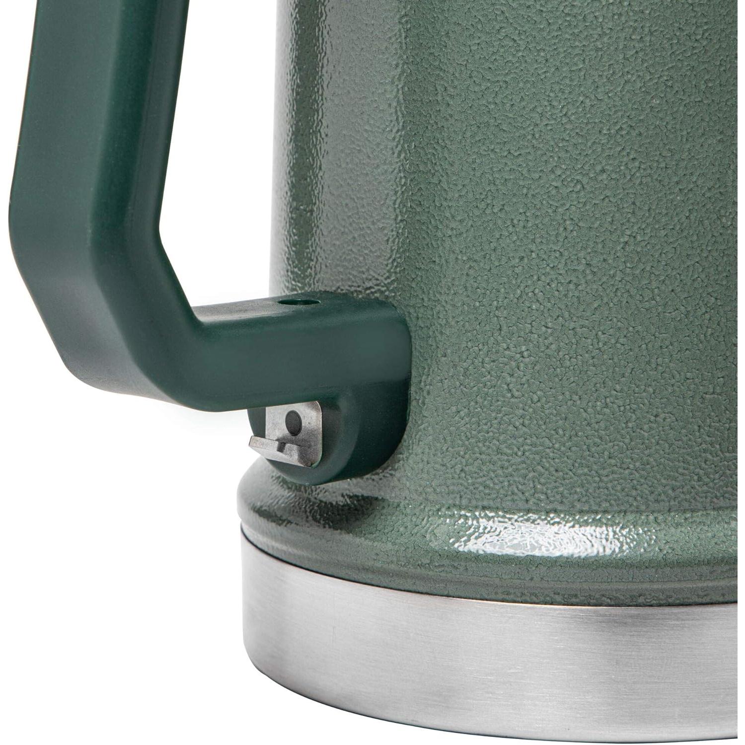 Classic Bottle Opener Beer Stein 24 Oz | Flip up Lid and Heavy Duty Handle with Built in Bottle Opener | Insulated Stainless Steel Beer Mug | Bpa-Free | Hammertone Green