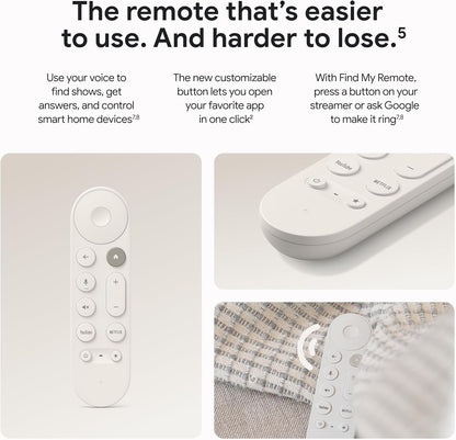 Google TV Streamer 4K HDR con Dolby Vision y Atmos – 32 GB Almacenamiento – Control por Voz con Búsqueda y Smart Home – Streaming Rápido de Películas, Series y TV en Vivo – Color Porcelain