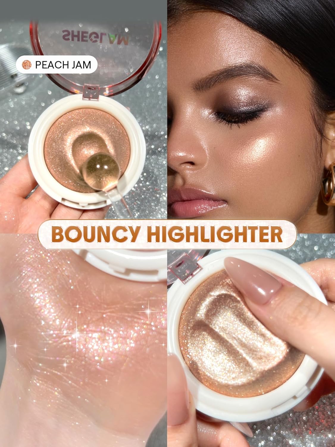 Iluminador con fórmula simil Mochi | Maquillaje brillante | Larga duración | Color: Peach Jam