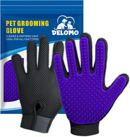 Guantes Removedores de Pelo para Mascotas (Par) | 255 Puntas de Silicona, Masaje y Grooming para Perros, Gatos y Caballos | Azul