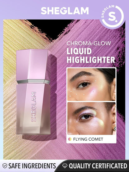 Resaltador líquido que cambia de color | Resaltador multicromo | Acabado de alto brillo | Brillo de larga duración | Sin apelmazamiento | Color: Flying Comet