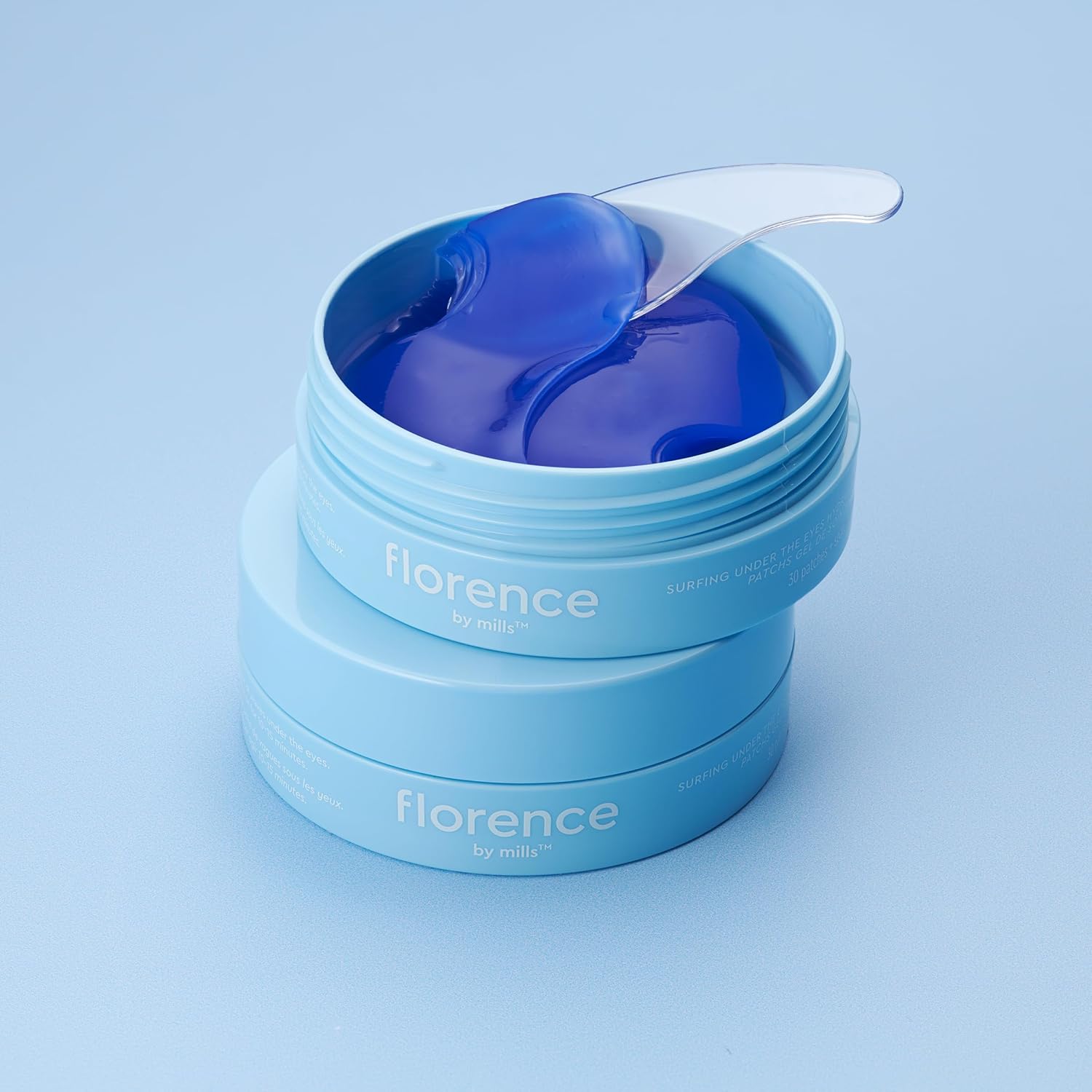 Florence by Mills Surfing Under Eye Gel Pads | Parches Hidratantes con Ácido Hialurónico Hidrolizado, Extractos Frutales y Plantas Adaptógenas – 15 Pares (30 unidades) – Veganos & Cruelty-Free