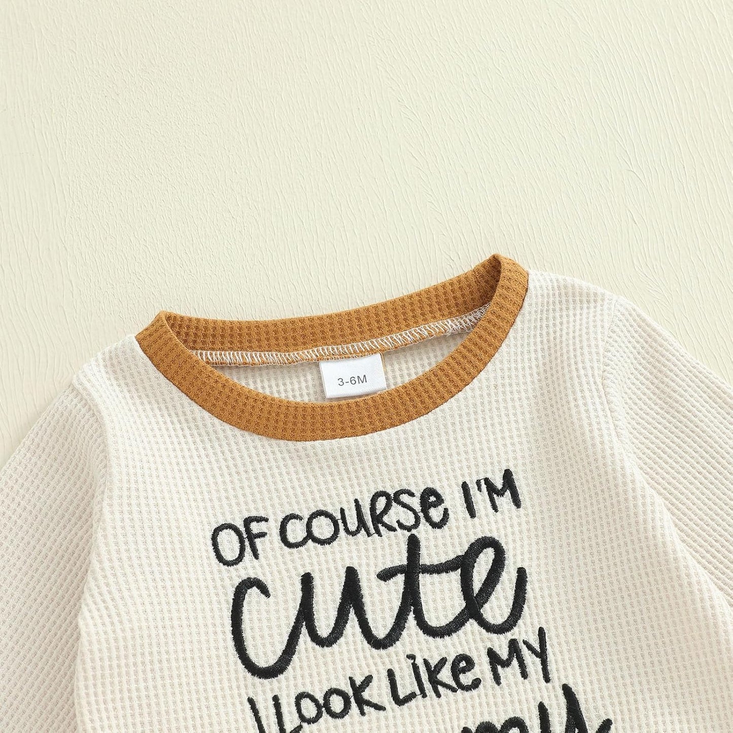 Conjunto de 2 piezas de ropa para bebé y niño, sudadera con cuello redondo con letras y pantalones casuales de otoño e invierno