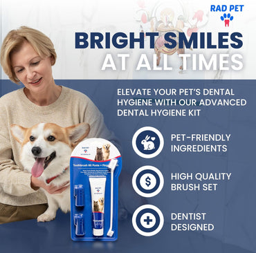 Rad Health Kit Dental para Mascotas | Cepillo y Pasta Dental para Perros y Gatos | Higiene Oral Diaria
