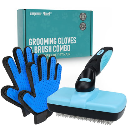 Maxpower Planet Rastrillo de Aseo para Mascotas | Herramienta 2 en 1 Deslanado & Desenredado | Cepillo Profesional para Perros y Gatos de Pelo Largo y Doble Capa – Reduce la Muda hasta un 95%