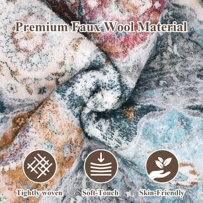 Alfombra de pasillo de 2 pies x 8 pies | Lavable, vintage, antideslizante | Diseño rombos