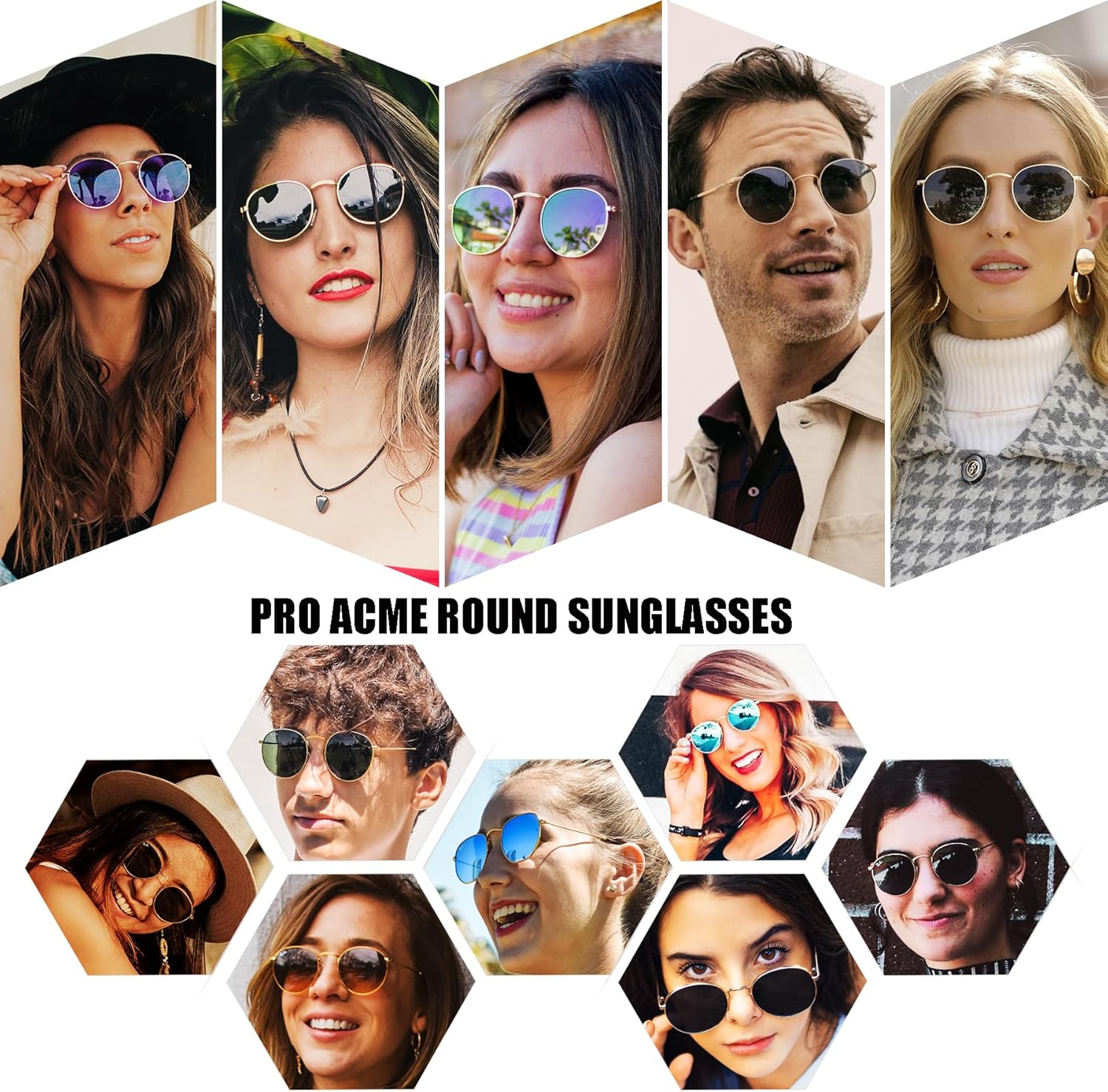 Anteojos de Sol Redondos Polarizados de Metal – Estilo Retro de Diseñador para Mujer, Protección UV400