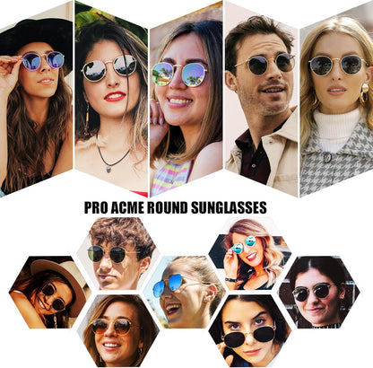 Anteojos de Sol Redondos Polarizados de Metal – Estilo Retro de Diseñador para Mujer, Protección UV400
