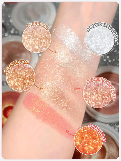 Iluminador con fórmula simil Mochi | Maquillaje brillante | Larga duración | Color: rojo (Red Bean)