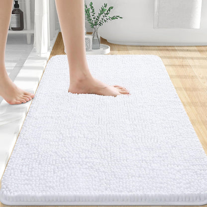 Alfombra de Baño 30x20, Chenille Extra Suave, Súper Absorbente, Secado Rápido, Antideslizante, Lavable a Máquina, Gris