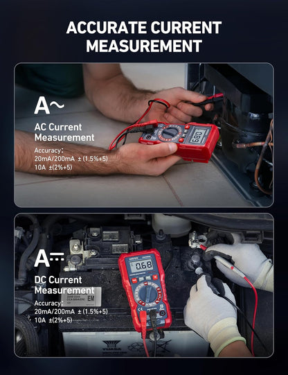 Multímetro Digital Tester de Voltaje – TRMS 2000 Cuentas, Medición Rápida y Precisa de Voltaje/ Corriente AC/DC, Resistencia, Diodos, Continuidad y NCV – Portátil (DM200M)