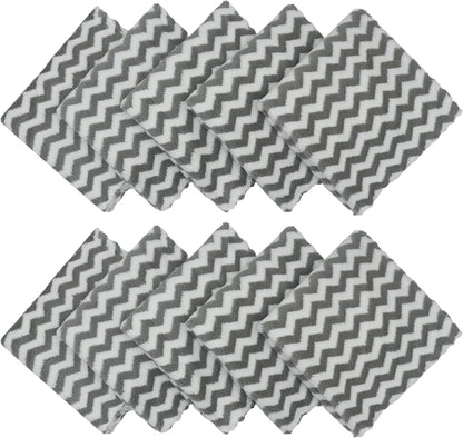 Trapos de limpieza de microfibra sin pelusas | Paquete de 10 trapos de secado rápido para limpieza | Súper absorbentes | Tamaño 12 x 12 pulgadas | Color: Gris