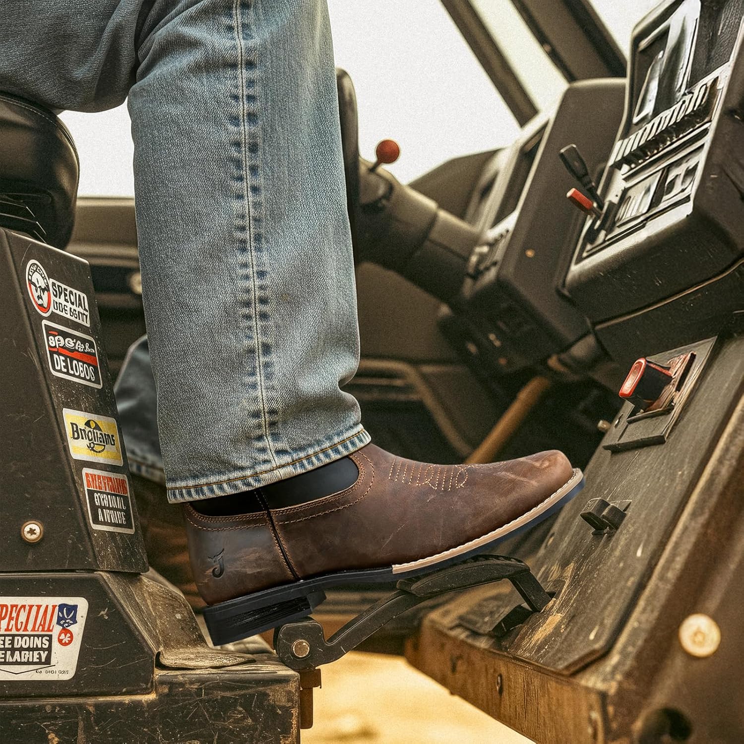 Botas vaqueras para hombre | Punta cuadrada | Botas occidentales con eje de malla transpirable | Botas de campo resistentes