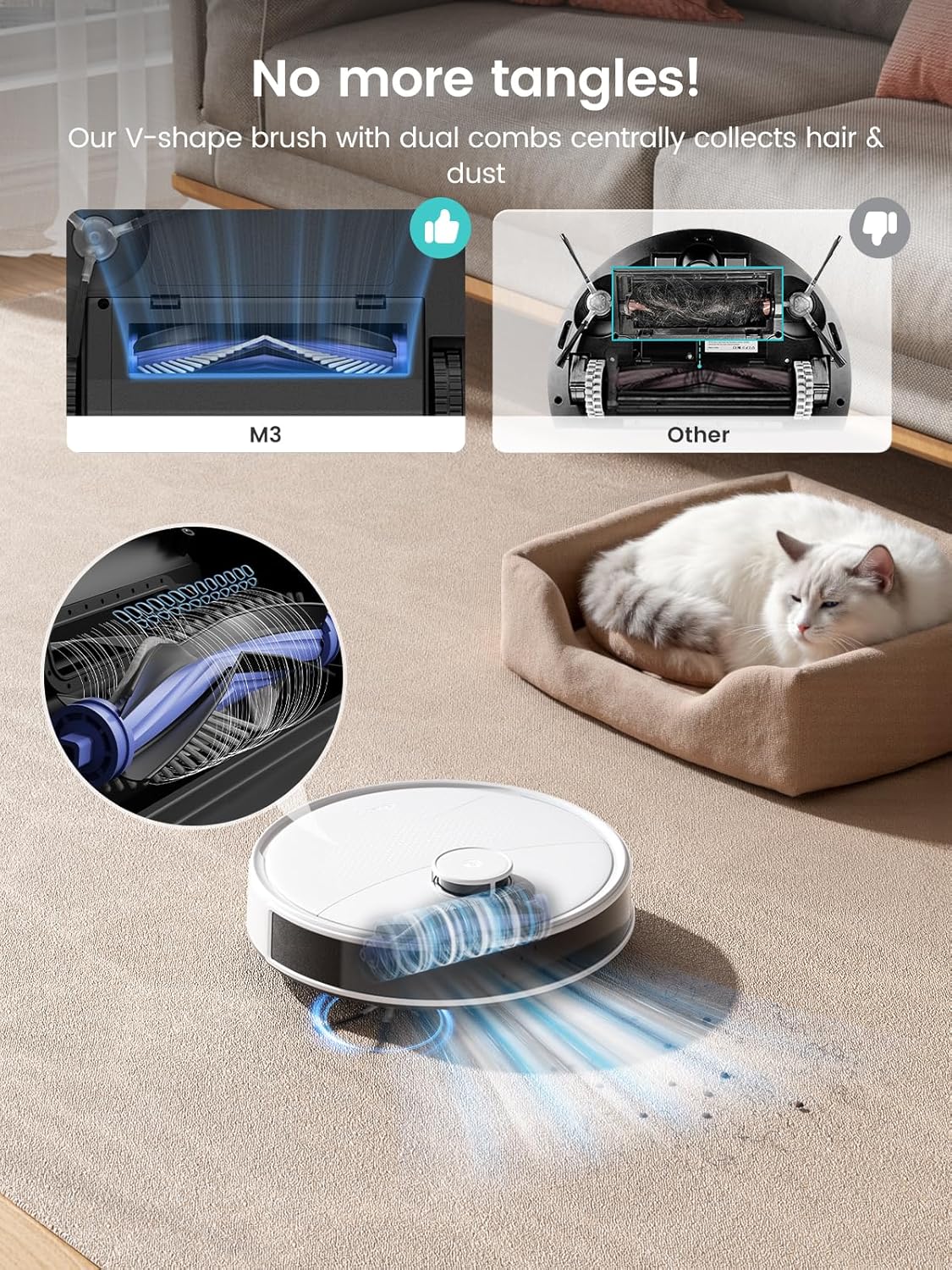 Lefant M3 Robot Aspiradora y Mopa 2 en 1 | 12000Pa Succión, Auto-Lavado y Secado de Mopas, Base con Autovaciado y Autorelleno, Cepillo Anti-Enredos, Navegación LiDAR Precisa, Control App/Alexa, 220 Min Autonomía