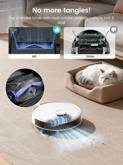 Lefant M3 Robot Aspiradora y Mopa 2 en 1 | 12000Pa Succión, Auto-Lavado y Secado de Mopas, Base con Autovaciado y Autorelleno, Cepillo Anti-Enredos, Navegación LiDAR Precisa, Control App/Alexa, 220 Min Autonomía