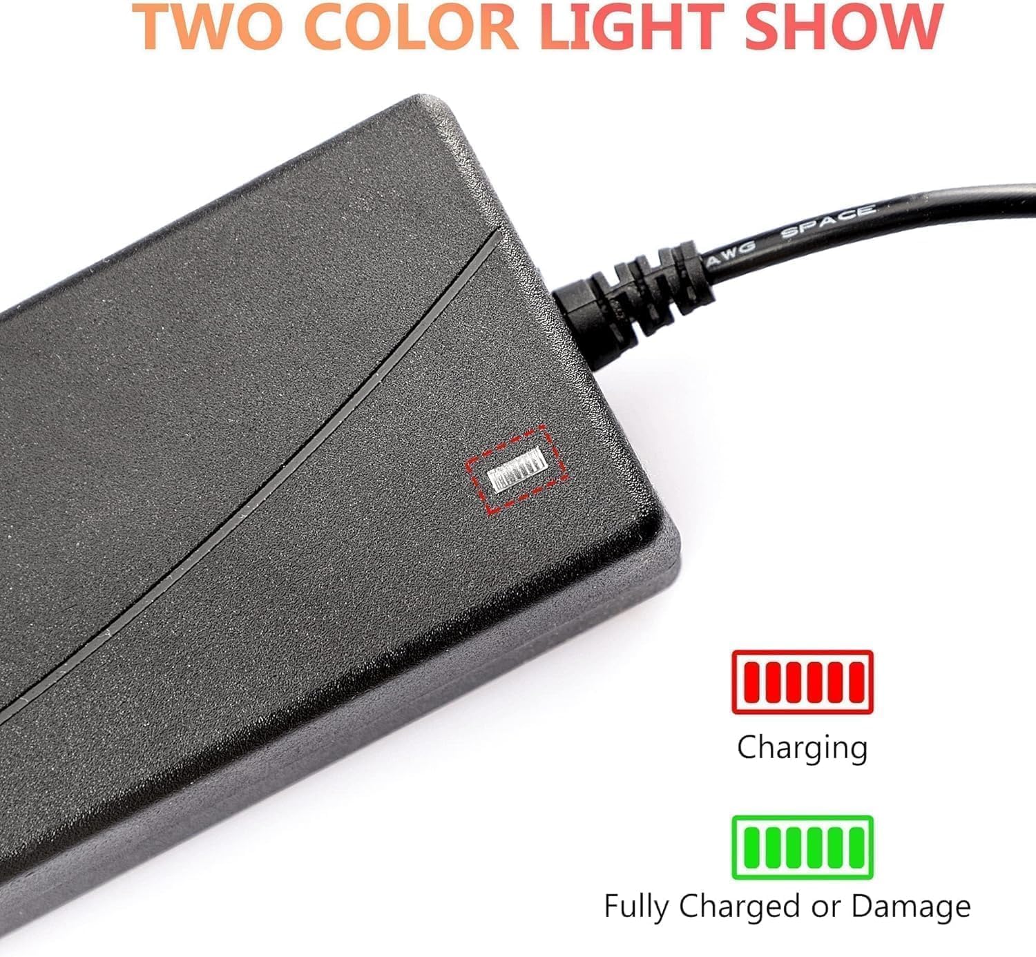 Adaptador de corriente de 42V 2A | Fuente de alimentación de batería de litio AC100-240V, 50/60Hz | Cargador compacto/portátil