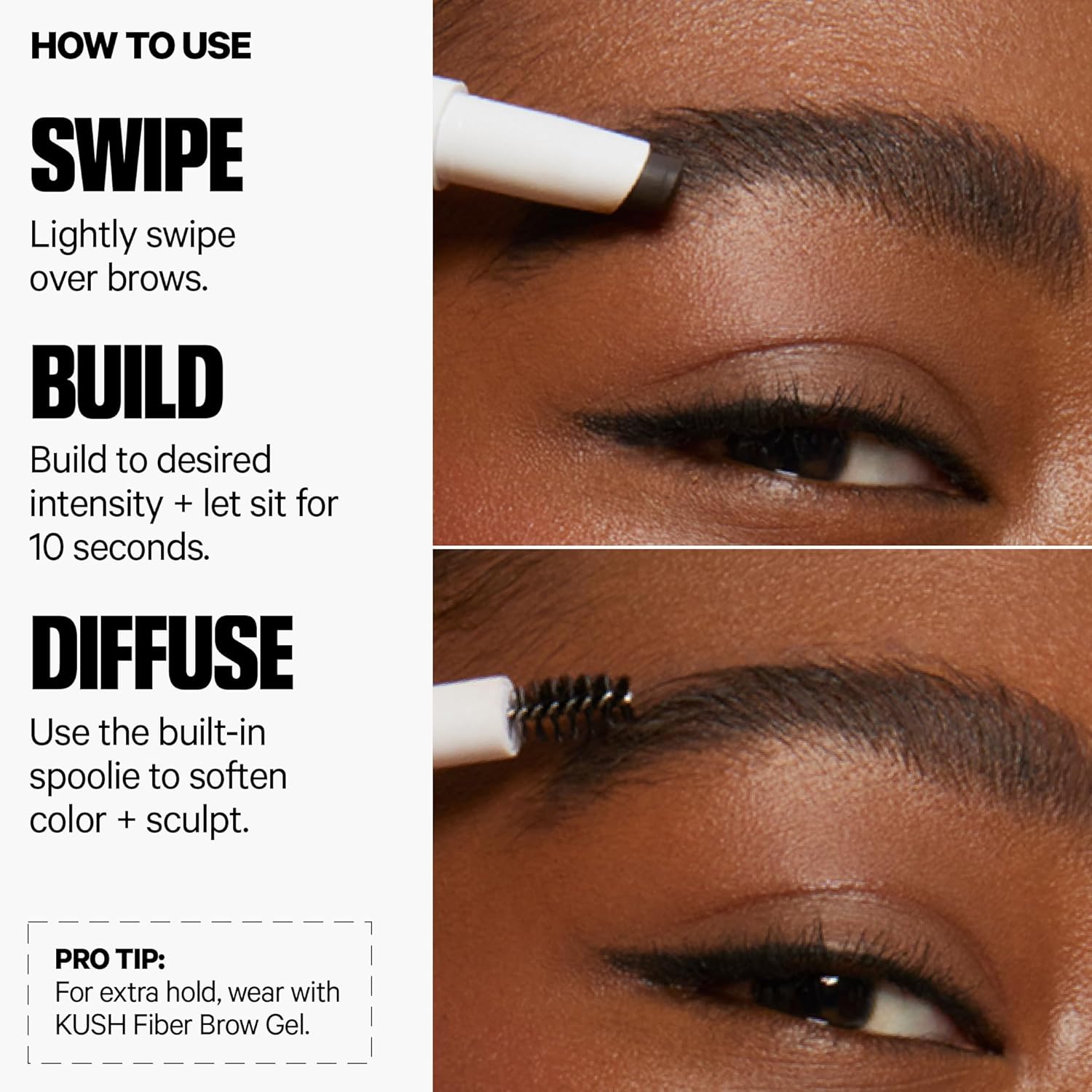 Milk Makeup KUSH Brow Shadow Stick | Lápiz Sombra para Cejas | Rellena, Define y Da Volumen Suave hasta 12 hs | Fórmula Waterproof, Vegana y Cruelty-Free
