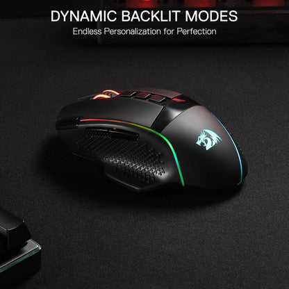 Redragon M991 – Mouse Gaming Inalámbrico, 26,000 DPI, 3 Modos de Conexión, 9 Botones Macro, Rapid Fire, RGB